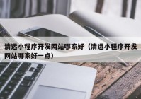 清远小程序开发网站哪家好（清远小程序开发网站哪家好一点）