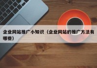 企业网站推广小知识（企业网站的推广方法有哪些）