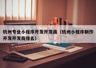 杭州专业小程序开发开发商（杭州小程序制作开发开发商排名）