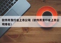 软件开发行业上市公司（软件开发行业上市公司排名）