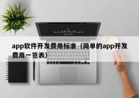 app软件开发费用标准（简单的app开发费用一览表）